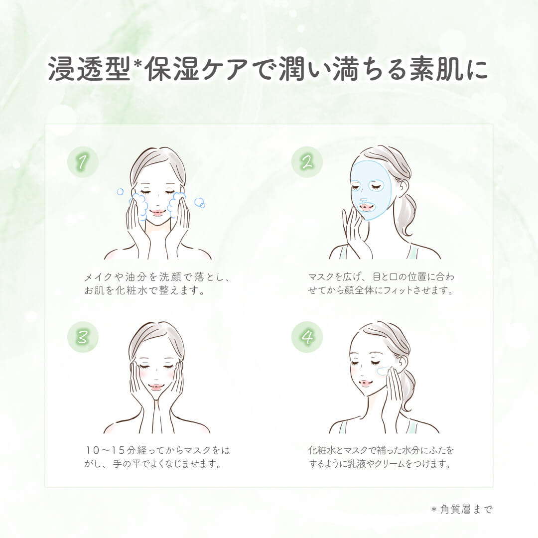 浸透型保湿ケアで潤い満ちる肌に